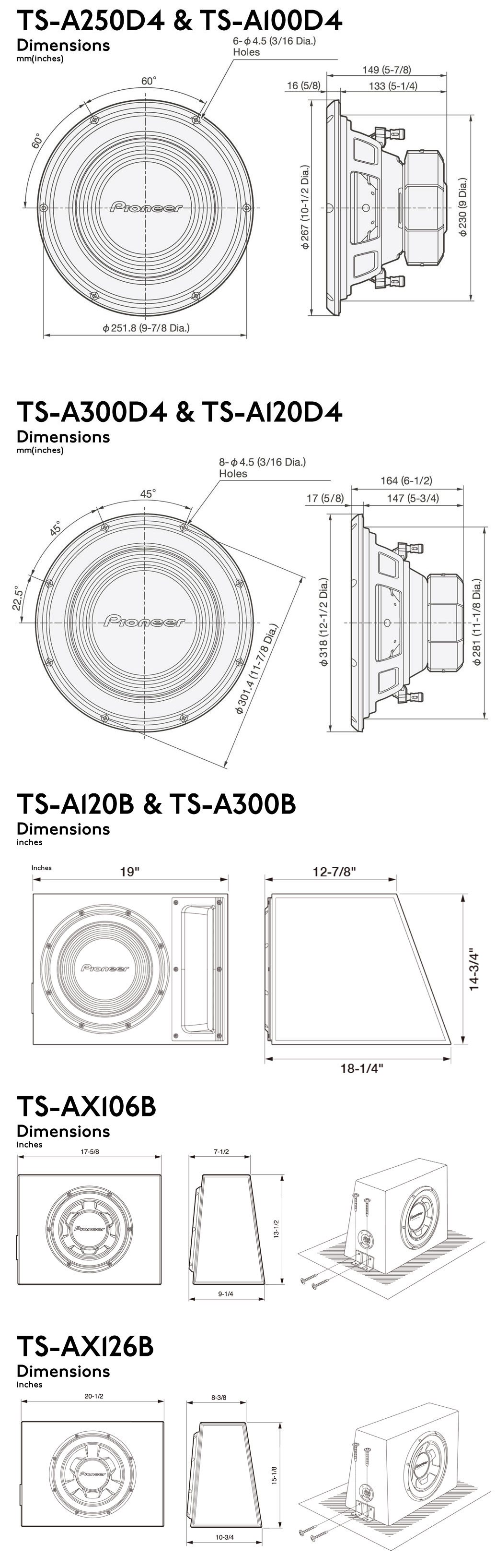 2 12 pioneer subs with box